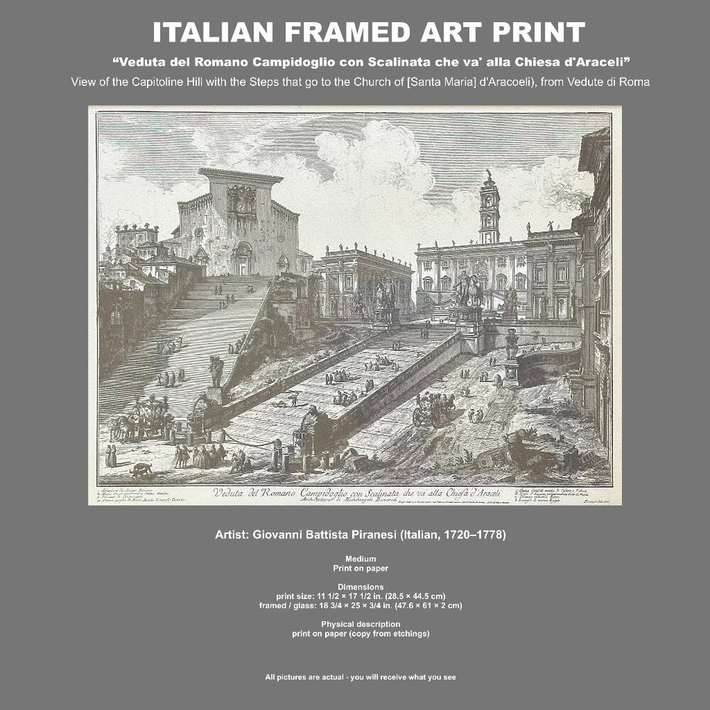 ITALIAN FRAMED PRINT ART / View of Rome